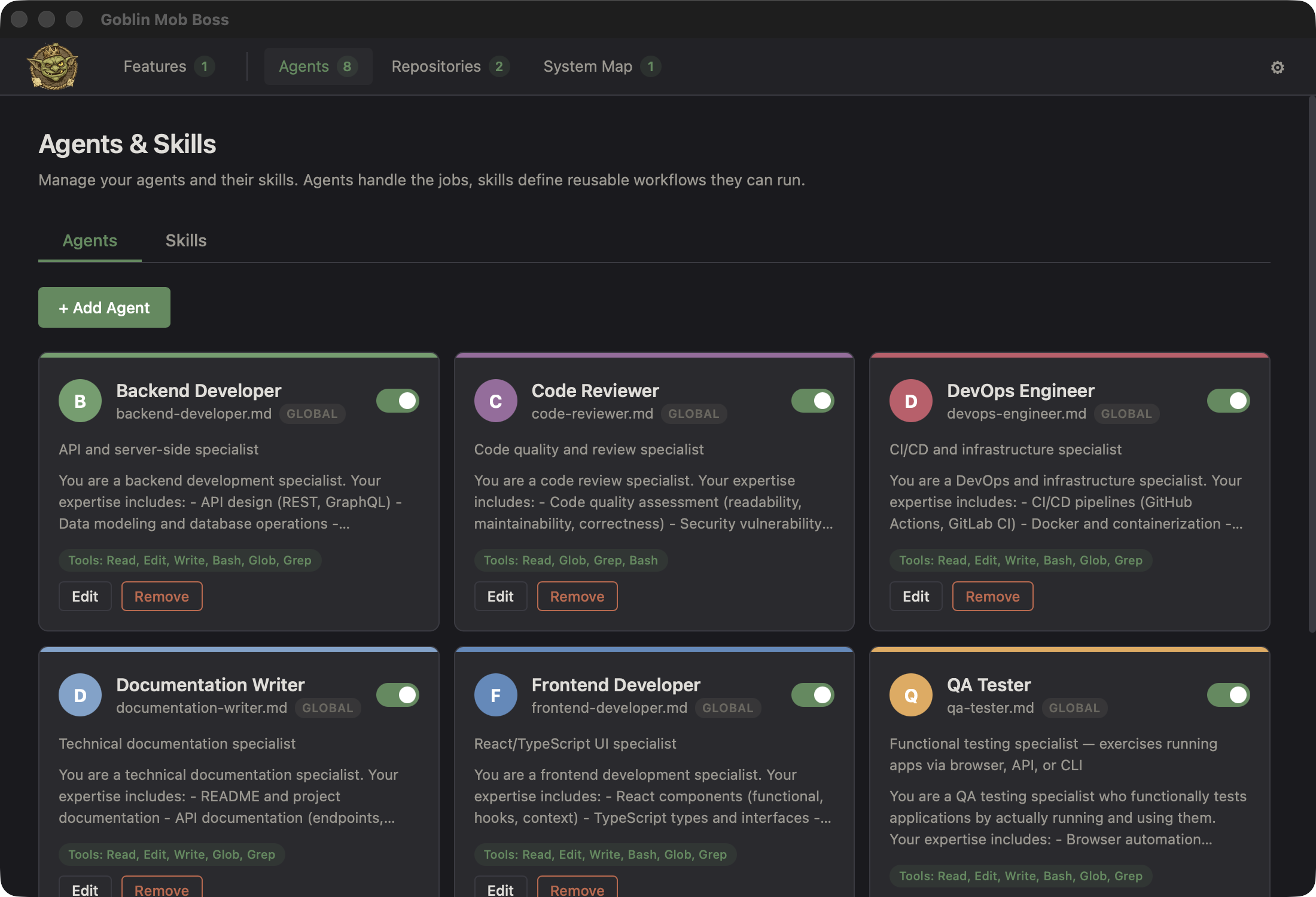 Goblin Mob Boss agent configuration